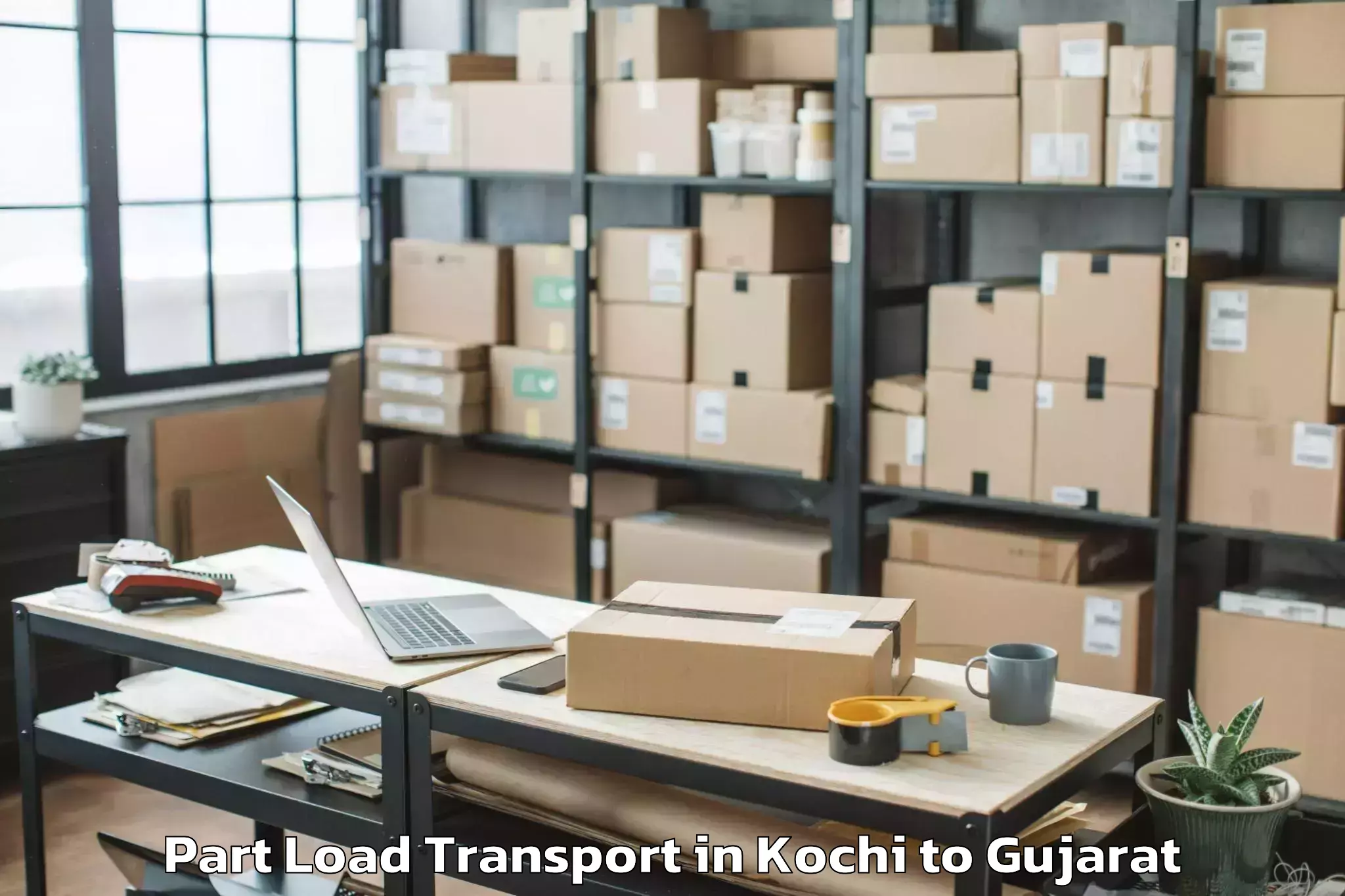 Get Kochi to Sardarkrushinagar Dantiwada Ag Part Load Transport